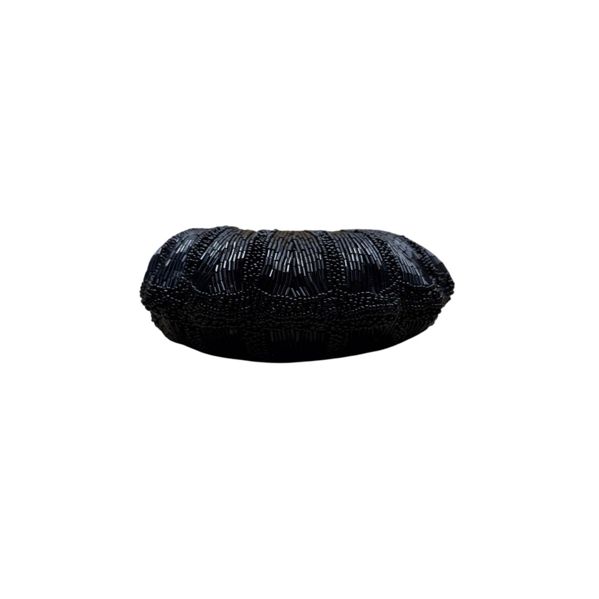 Carla Marchi Women’s Black Beaded Shell Design Metal Frame Evening Clutch