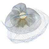Gold Fascinator Clip Womens Floral Mesh & Feather Design Elegant Accessory