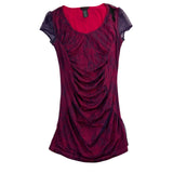 Custo Barcelona Womens Red & Purple Mesh Lace Fitted Ruched Dress Size 4