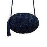 Carolyne Barton Women’s Blue Beaded With Tassel Night Crossbody Bag