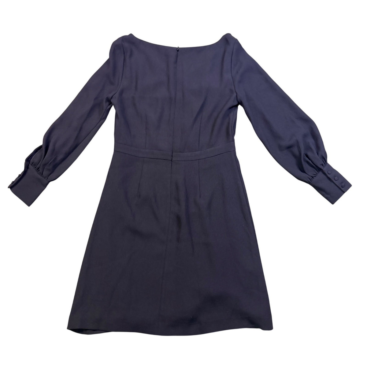 Ann Taylor Womens Navy Long Sleeve Midi Dress Zipper Waist Accents Size 6