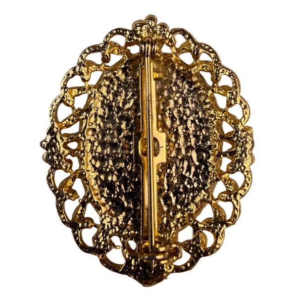 Mid-20Th Century Womens Gold Tone Cameo Brooch Carved Profile