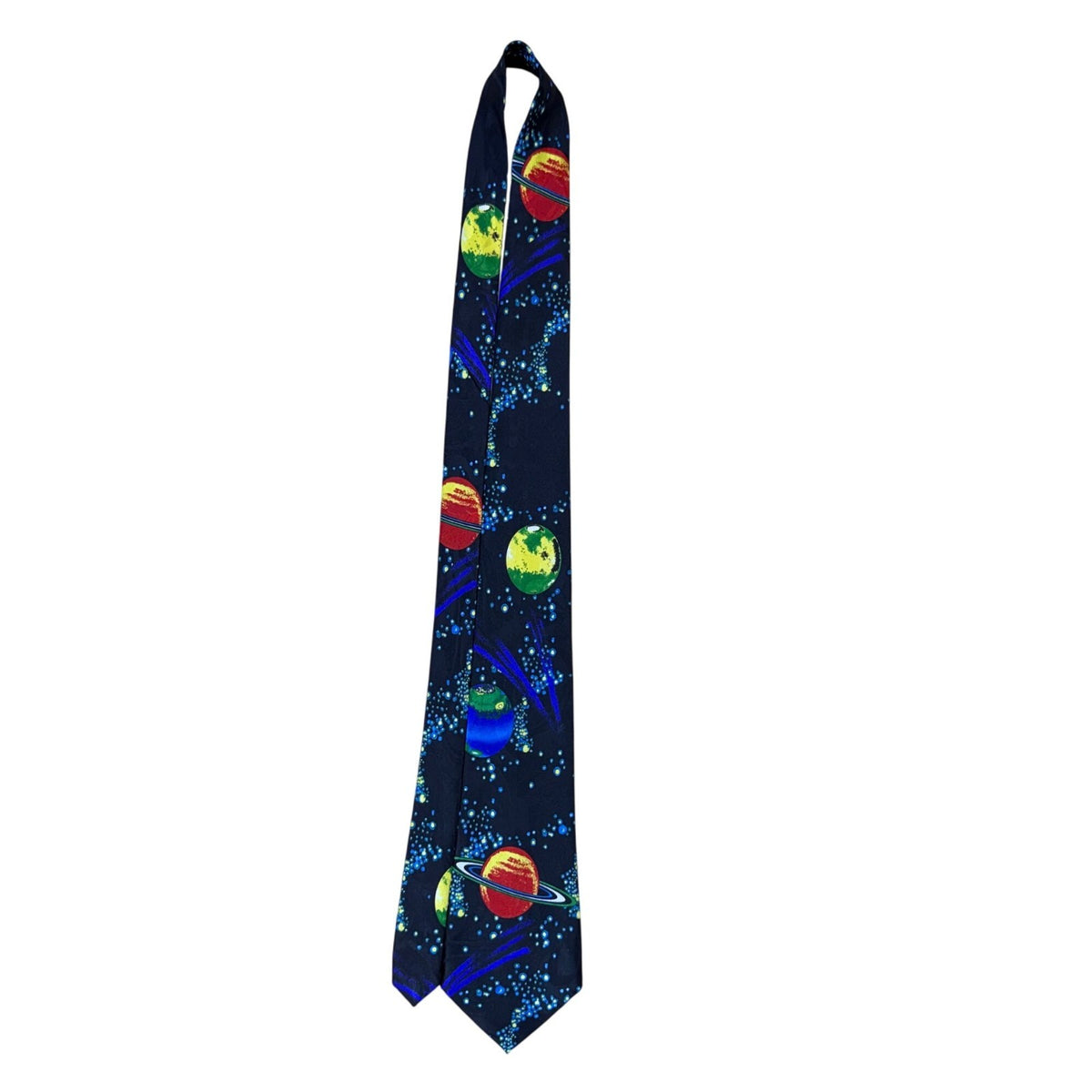 Steven Harris Mens Navy Microfiber Handmade Planet Print Tie 58" Novelty Pattern