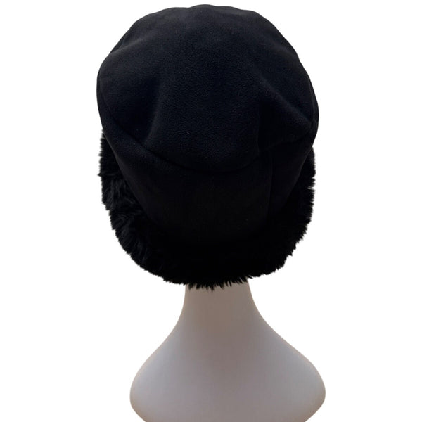 Coldwater Creek Womens Black Faux Fur Winter Bucket Hat