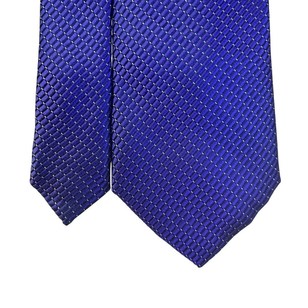 Nautica Mens Blue Silk Checkered Necktie Woven Pattern