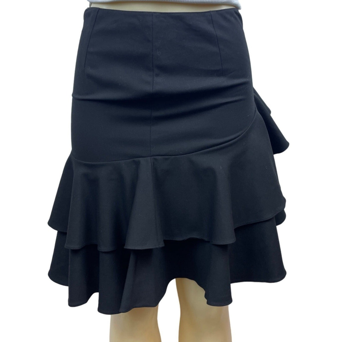 Ralph Lauren Womens Black Cotton Ruffle Skirt Size 4 Modern Style Elegant