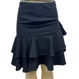 Ralph Lauren Womens Black Cotton Ruffle Skirt Size 4 Modern Style Elegant