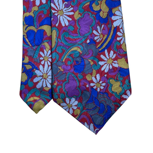 Editions By Van Heusen Mens Colorful Polyester Floral Pattern Tie Red/Multicolor