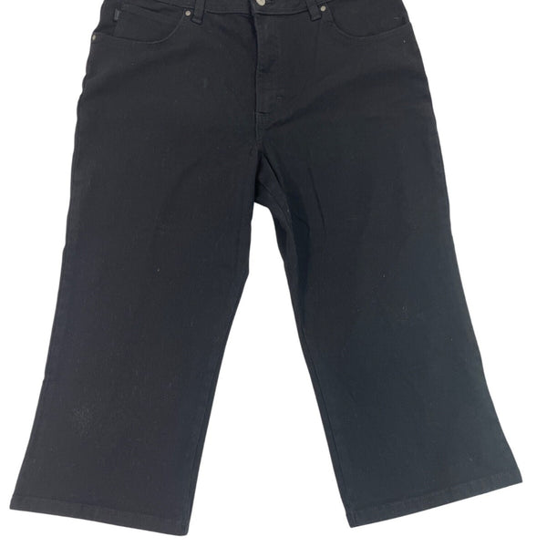 Lee Womens Relaxed Fit Mid-Rise Black Capri Jeans Size 14 - New