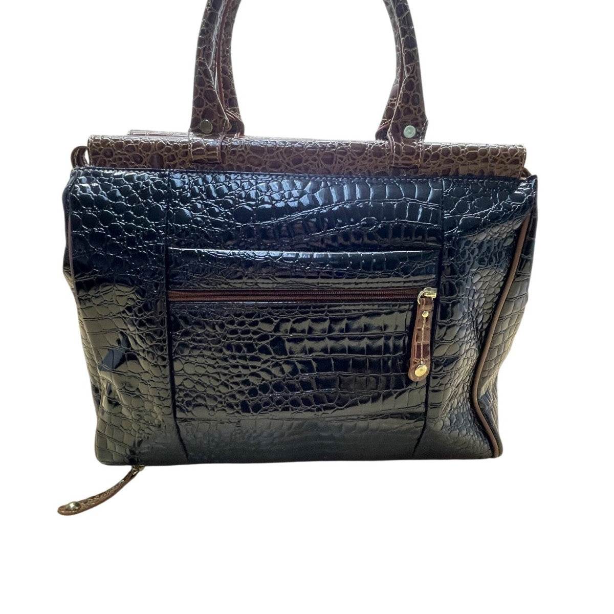 Samantha Brown Women’s Black & Brown Croc-Embossed Rolling Carry-On Luggage