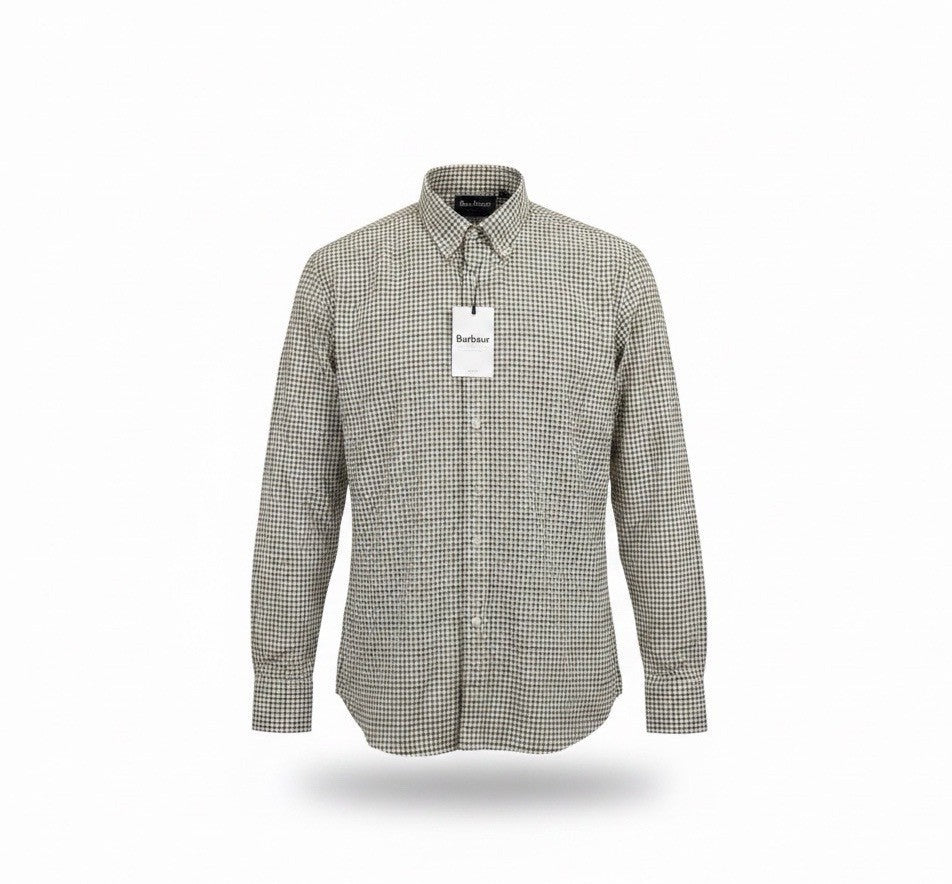 Barbour Mens Brown/Green Checked Shirt Regular Fit Sz XL