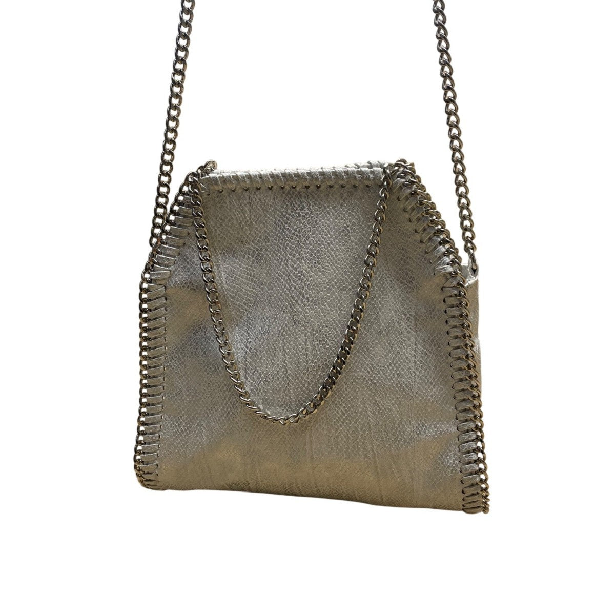Inzi Women’s Silver & White Faux Leather Snake Pattern Chain Strap Crossbody Bag