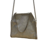 Inzi Women’s Silver & White Faux Leather Snake Pattern Chain Strap Crossbody Bag