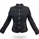 Old Navy Womens Black Denim Button-Up Stretch & Fitted Jacket Size M
