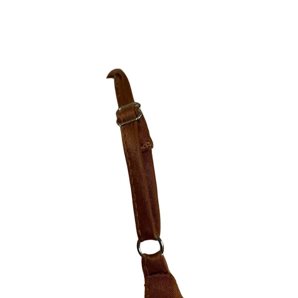 Brown Asymmetrical Satin Midi Dress With Adjustable Straps & Side-Zip Closure Ne