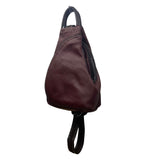 Women’s Burgundy Leather Multiple Compartments Sling Adjustable Straps Backpack