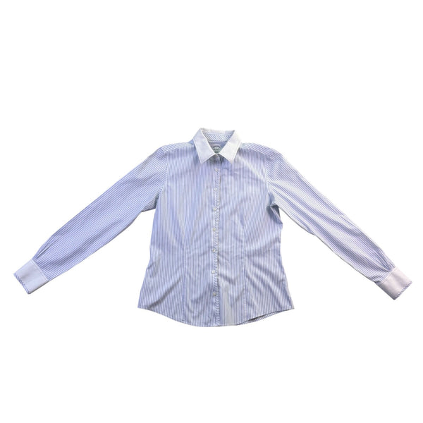 Brooks Brothers Womens Blue & White Non-Iron Fitted Striped Shirt Size 4