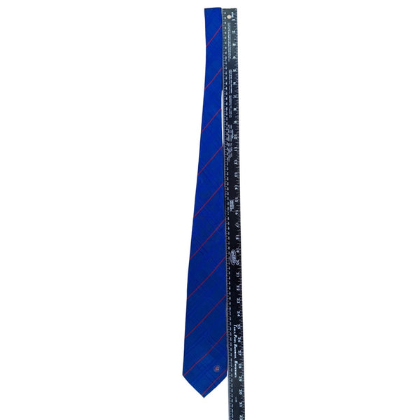 MLB Mens Blue Silk Tie With Plaid Design & Chicago Cubs Logo 100% Silk