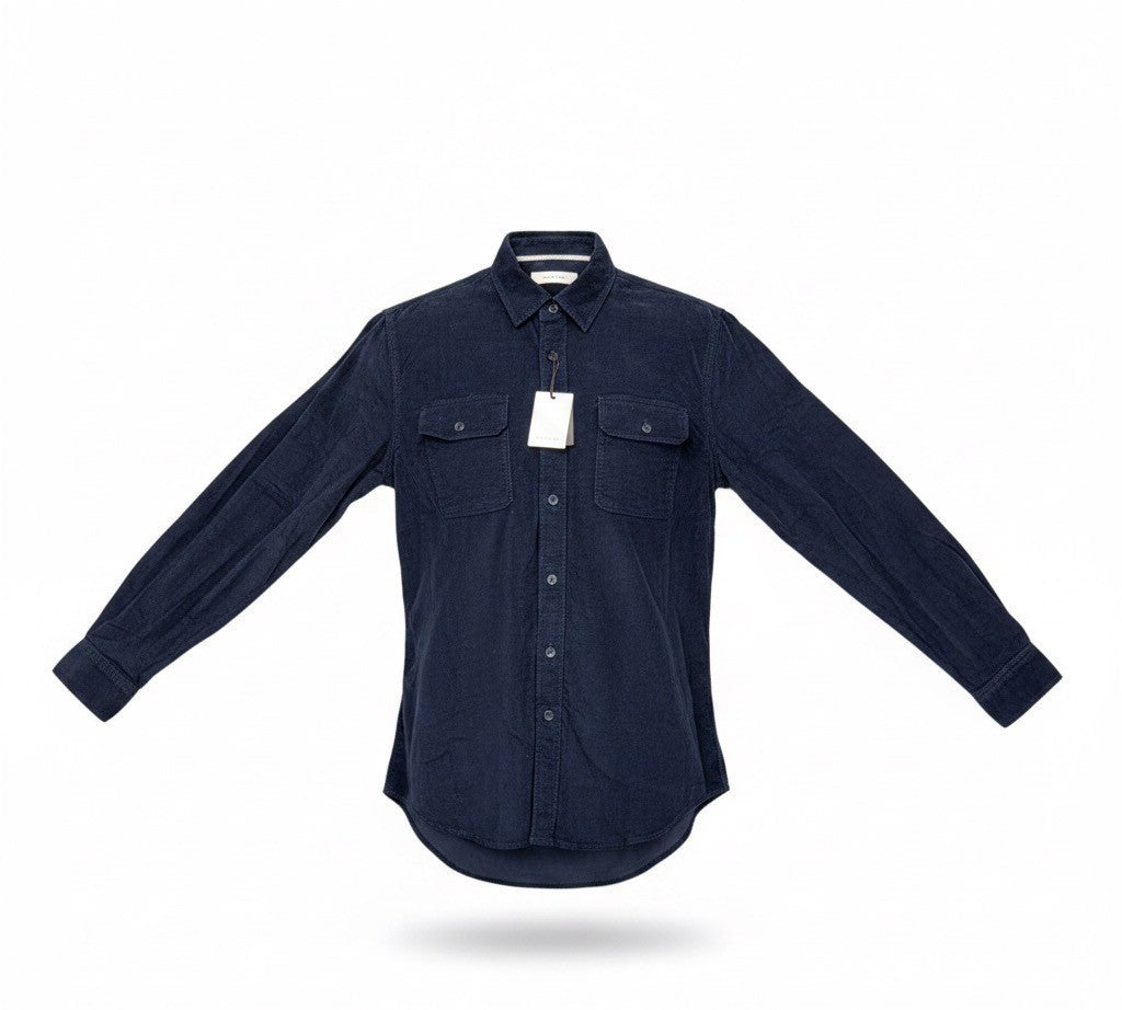 James Campbell Mens Navy Corduroy Button-Up Long Sleeve Shirt Size L