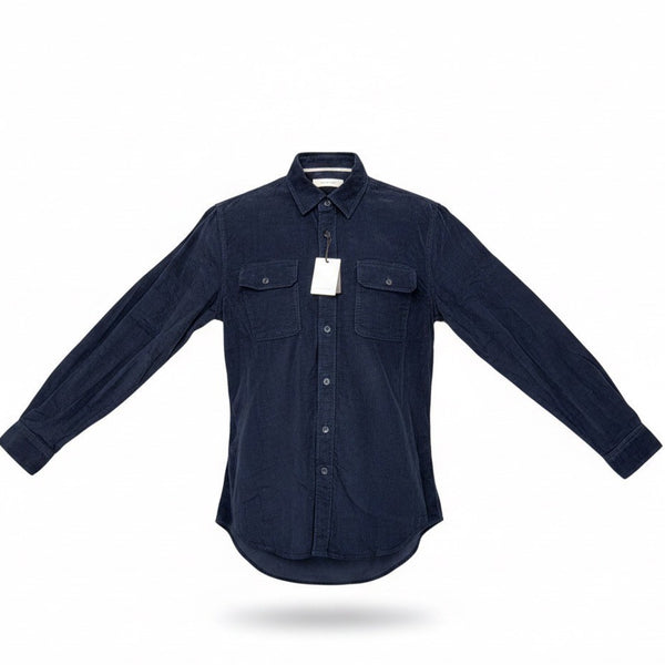 James Campbell Mens Navy Corduroy Button-Up Long Sleeve Shirt Size L