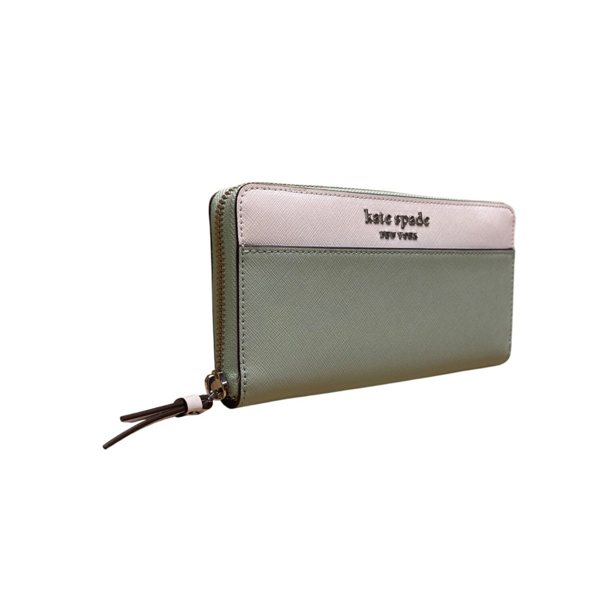 Kate Spade Women’s Light Green & White Leather Zip Around Wallet