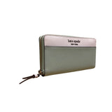 Kate Spade Women’s Light Green & White Leather Zip Around Wallet