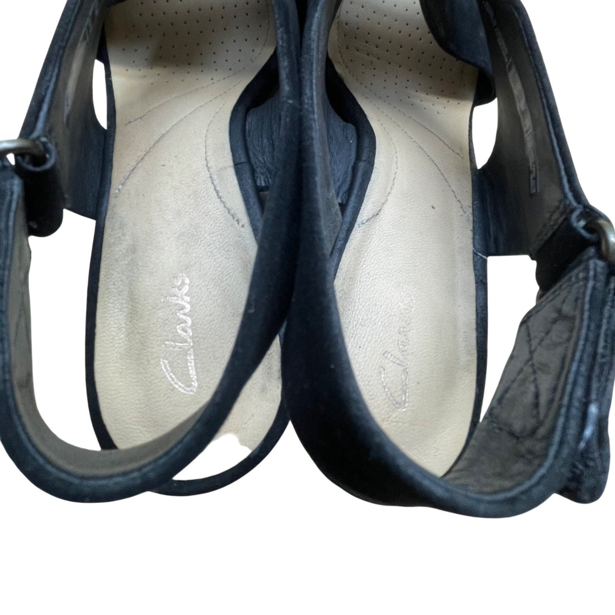 Clarks Women’s Black Suede Open-Toe Slingback Platform Sandals Size 7.5US