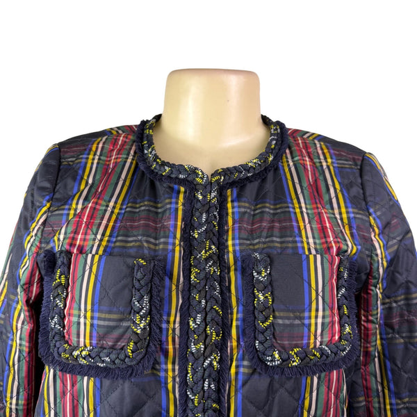 J.Crew Womens Multicolor Quilted Plaid Jacket Stylish & Lightweight Size 6