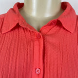 Loft Womens Coral Button-Down Short-Sleeve Top Size XL