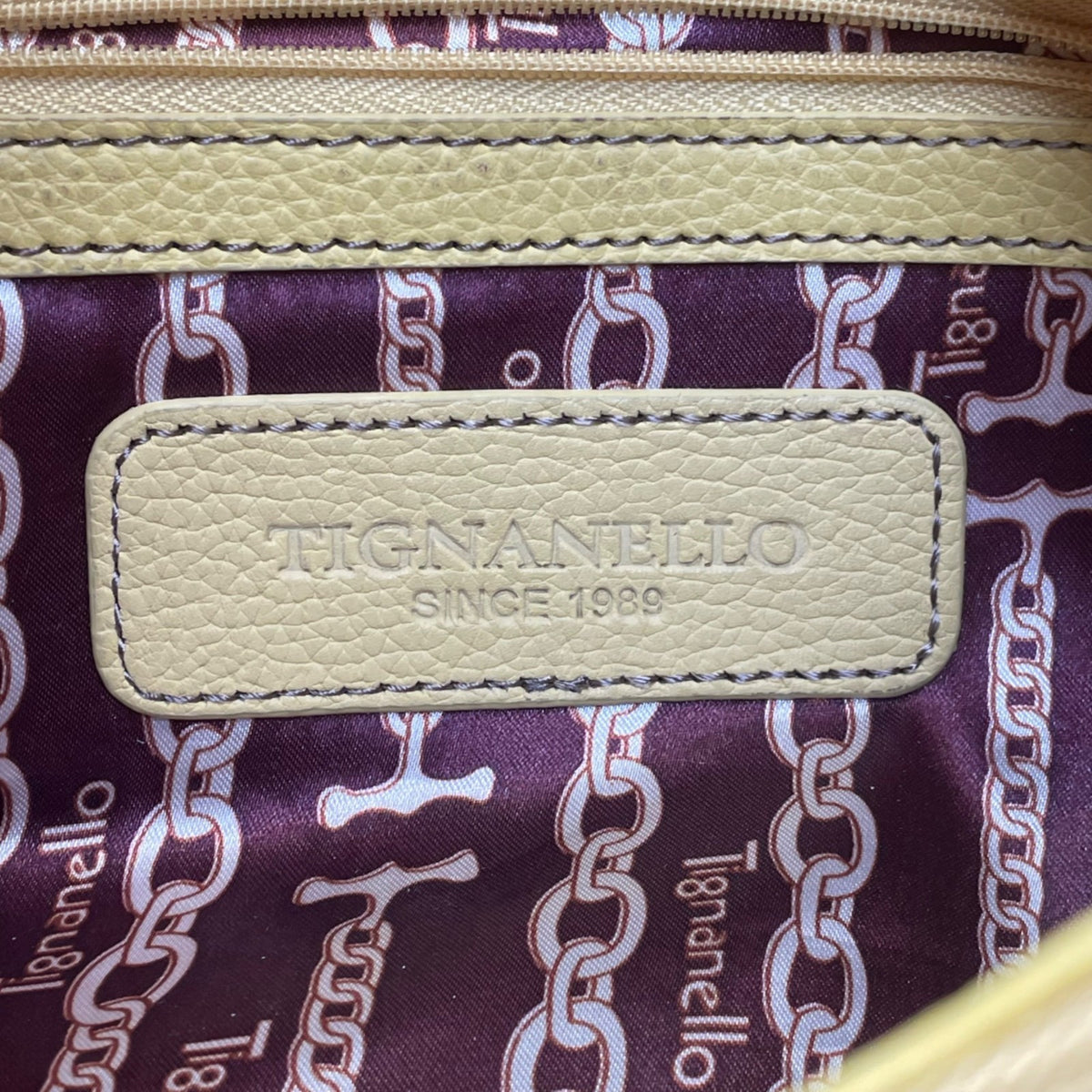 Tignanello Women’s Yellow Leather Storage Pockets  Double-Strap Shoulder Bag