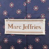 Marc Jeffries Mens Navy Silk Geometric Pattern Tie 100% Handmade Classic Italy