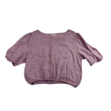 Bellacabrì Women’s Purple Linen Puff Sleeve Elastic Hem Top Size M