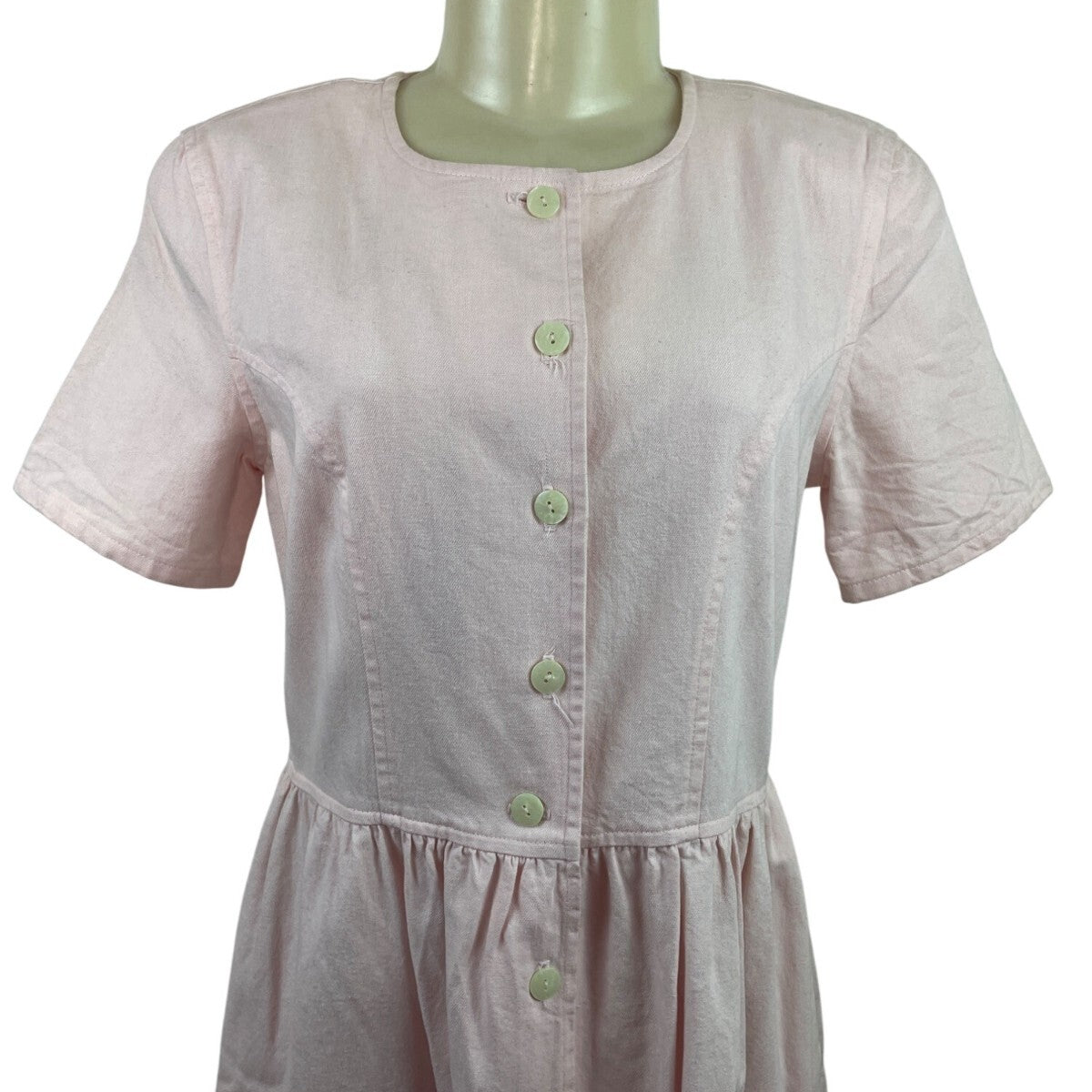 Vintage Talbots Pink Button-Down Short Sleeve Midi Dress With Pockets Sz 4P