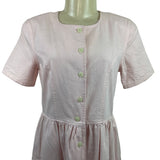 Vintage Talbots Pink Button-Down Short Sleeve Midi Dress With Pockets Sz 4P
