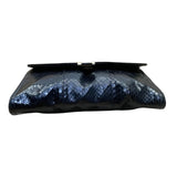 Morris Moskowitz Women’s Black Genuine Reptile Gold Chain Strap Shoulder Clutch