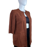 Chico’s Womens Brown Open Front Jacket 3/4 Sleeve Lightweight Elegant Size 2