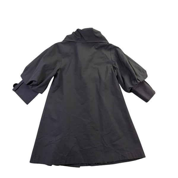 Hazelhazel Women Gray Cotton Puff Sleeve Trench Coat Button Front Size S
