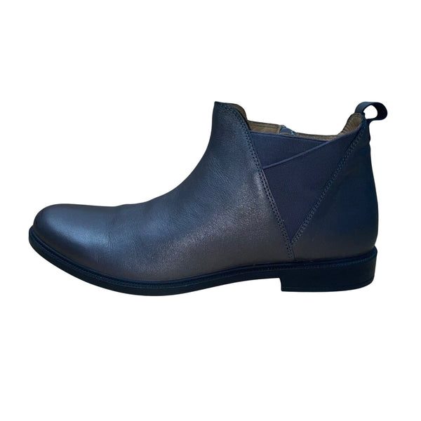 Hotter Women’s Metallic Gray Leather York Ankle Boots Size 8.5