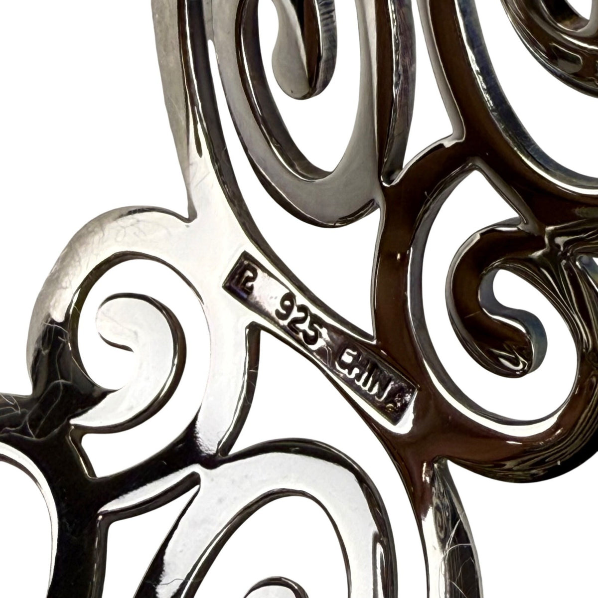 Sterling Silver Womens Cuff Bracelet Swirl Openwork Design China 925 Mark