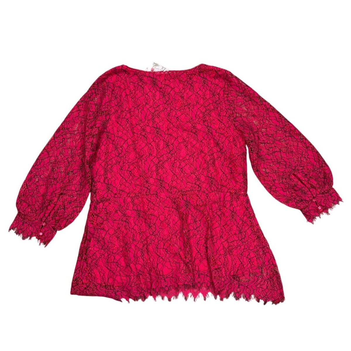 Isaac Mizrahi Live Women’s Pink Lace V-Neck Top With 3/4 Sleeve Size L