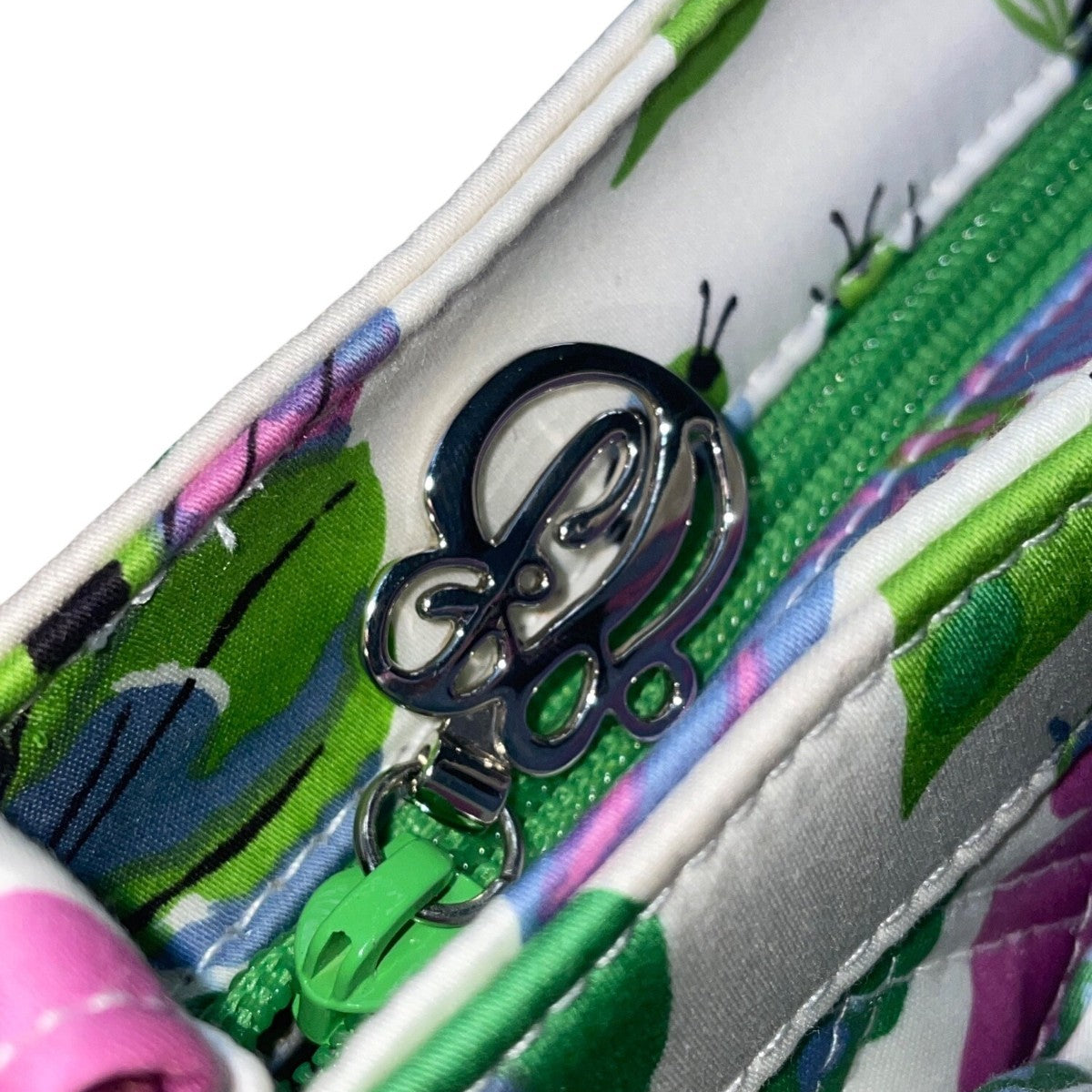 Vera Bradley Women’s White Green Multicolor Quilted Butterfly Print Shoulder Bag