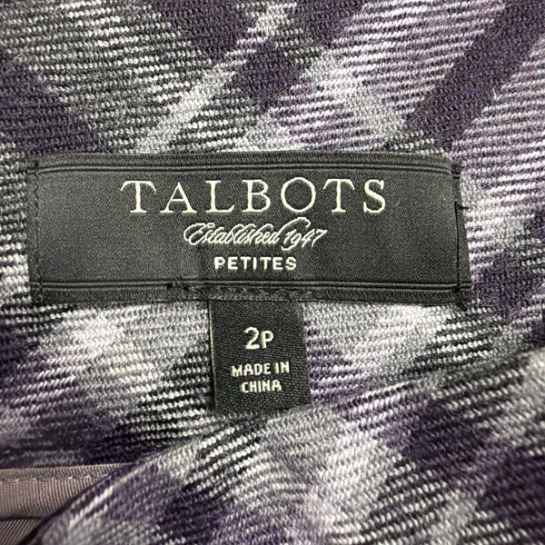 Talbots Womens Purple Plaid Wool-Blend Lined A-Line Midi Skirt Size 2P