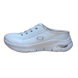 Skechers Women’s White Leather Blend Arch Fit Slide-On Walking Shoes Size 10