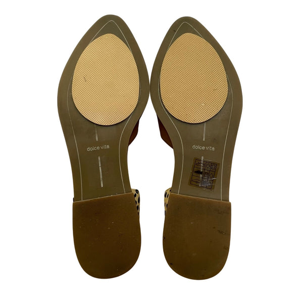 Vita Women's Brown & Animal Print Calf Hair Kelsa DOrsay Flats Size 6.5