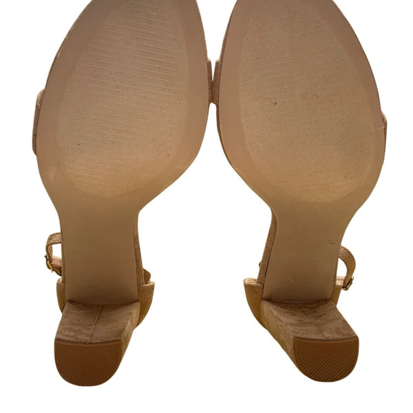 JF Women’s Brown Suede Adjustable Ankle Strap Block Heel Lorelai Sandals Size 10
