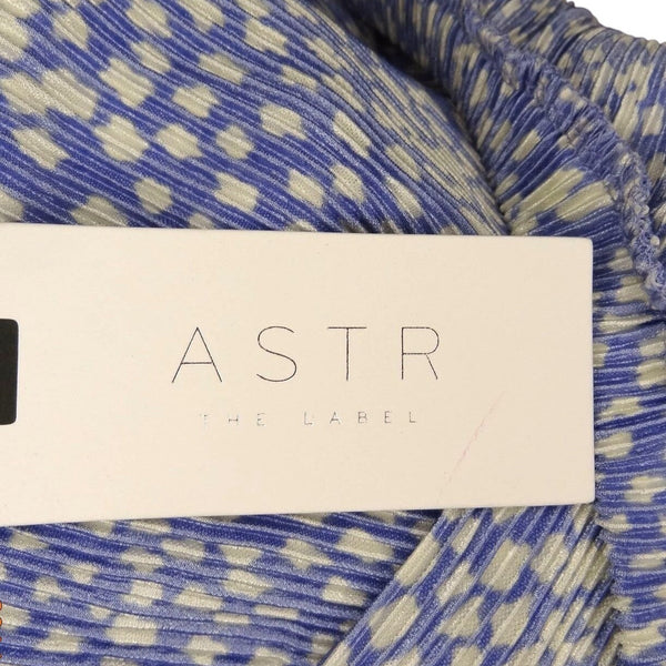 ASTR The Label Womens V-Neck Short Sleeve Top Size S Blue Abstract Print New