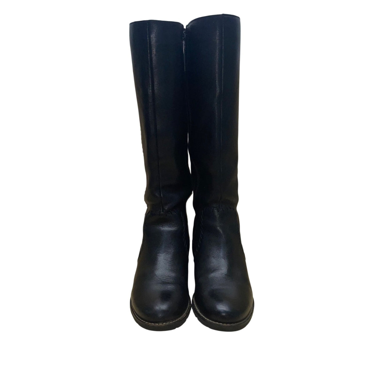 Sofft Women’s Black Leather Stitched Detailing Zip-Up Knee High Boots Size 7.5M