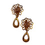 Gold Tone Womens Clip-On Earrings W/ Teardrop Floral Design Pagina Jewelry