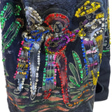 La Coleccion Judith Roberts Black Velvet & Lace Sequined Embroidered Long Coat