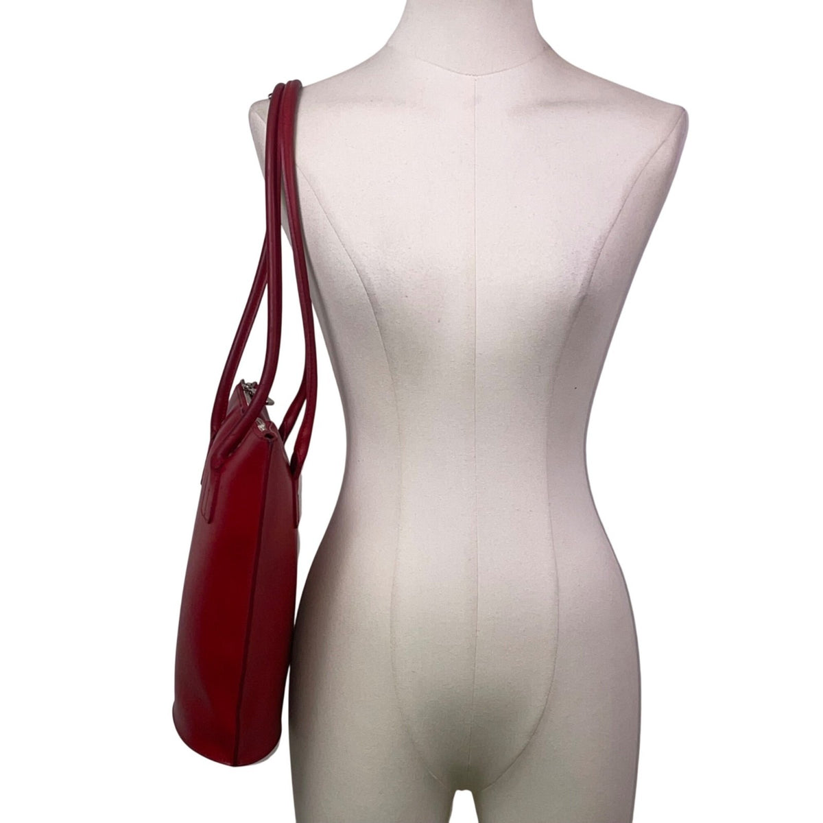 Furla Italy Women’s Red Leather Classic Design Dual Shoulder Straps Tote Bag